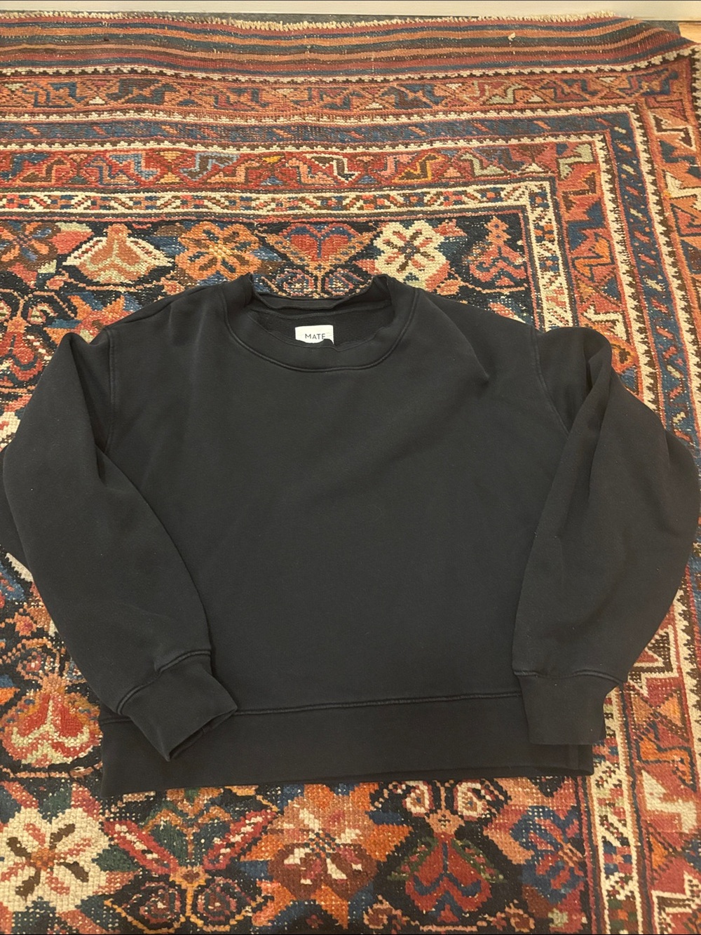 Mate the Label black sweatshirt, double raw hem neckline - Picture 1 of 3